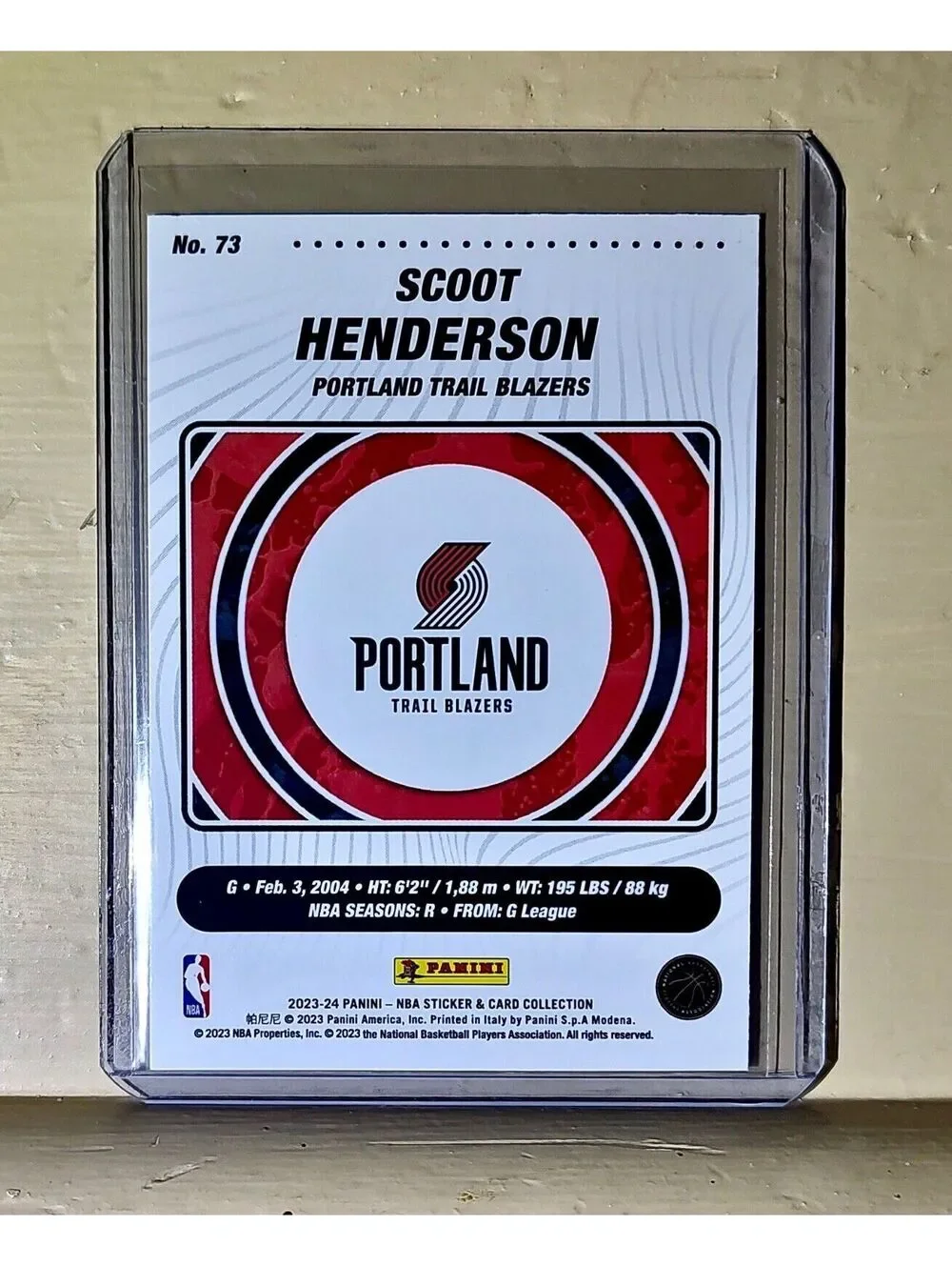 Scoot Henderson 2023-24 Panini NBA Basketball #73 Rookie Card Trail Blazers